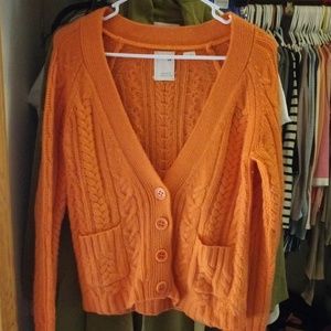 Anthropologie orange cashmere cardigan
